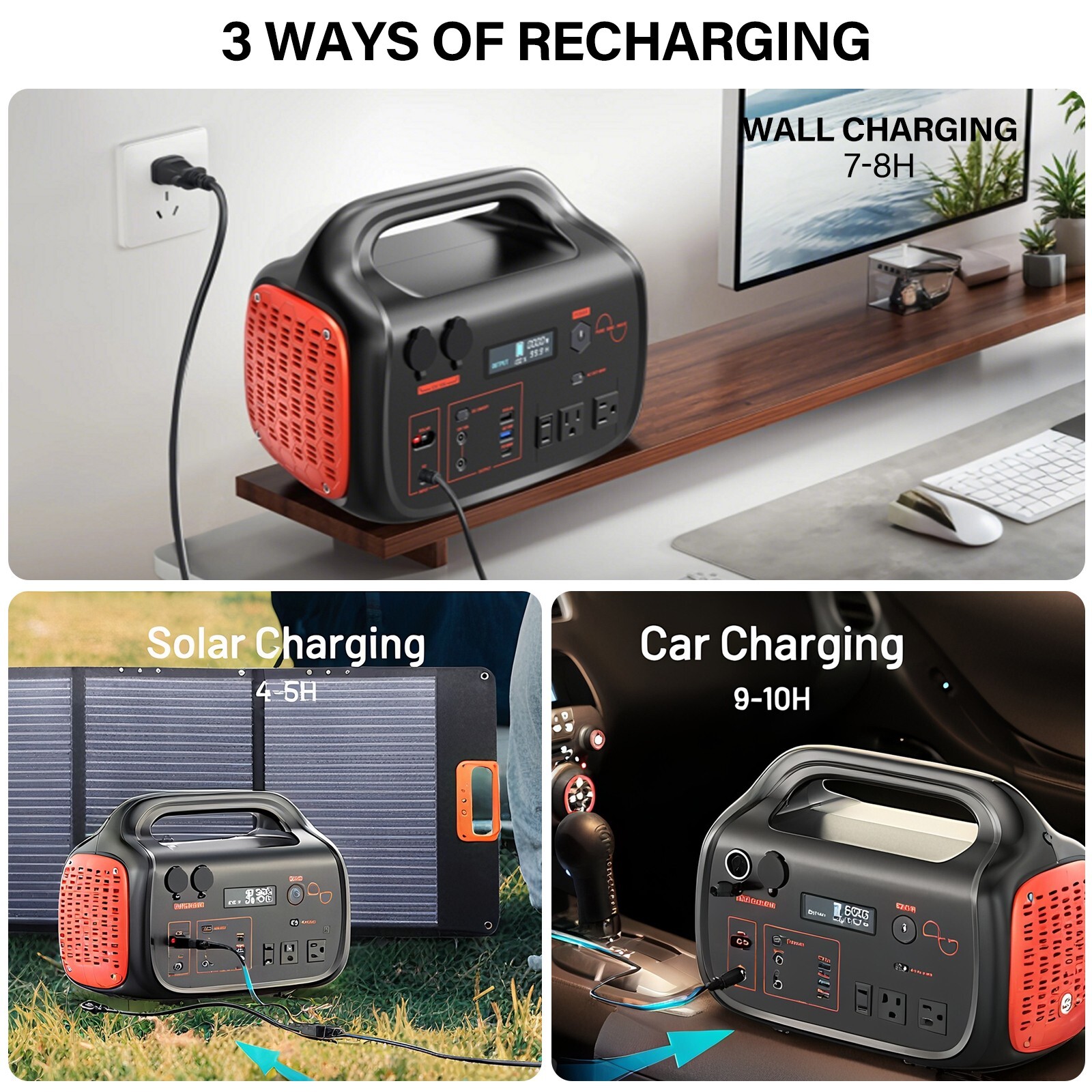 600W Portable Power Station 655Wh Solar Generator for Camping Emergency Backup