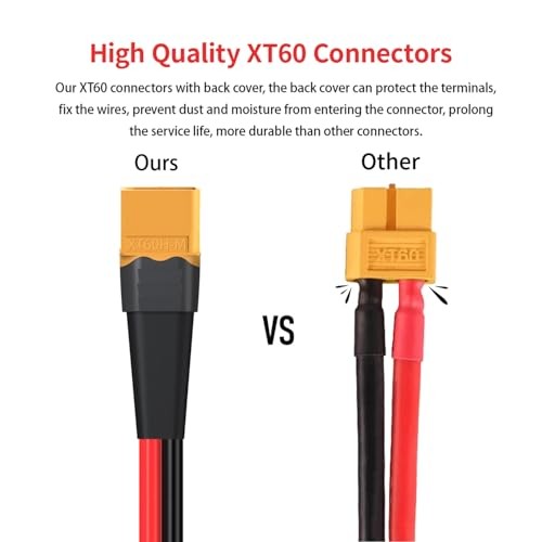XT60 to O Ring Terminal Cable Connector Cable 2FT 10AWG XT60 Male to O Ring