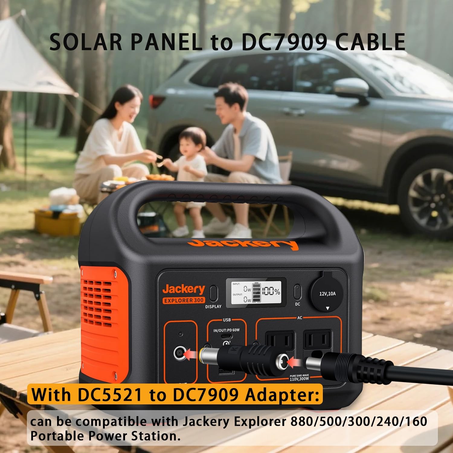 COMeap 5FT 1.5M Solar Panel Adapter for Jackery, to DC 5FT-14+16AWG, Black