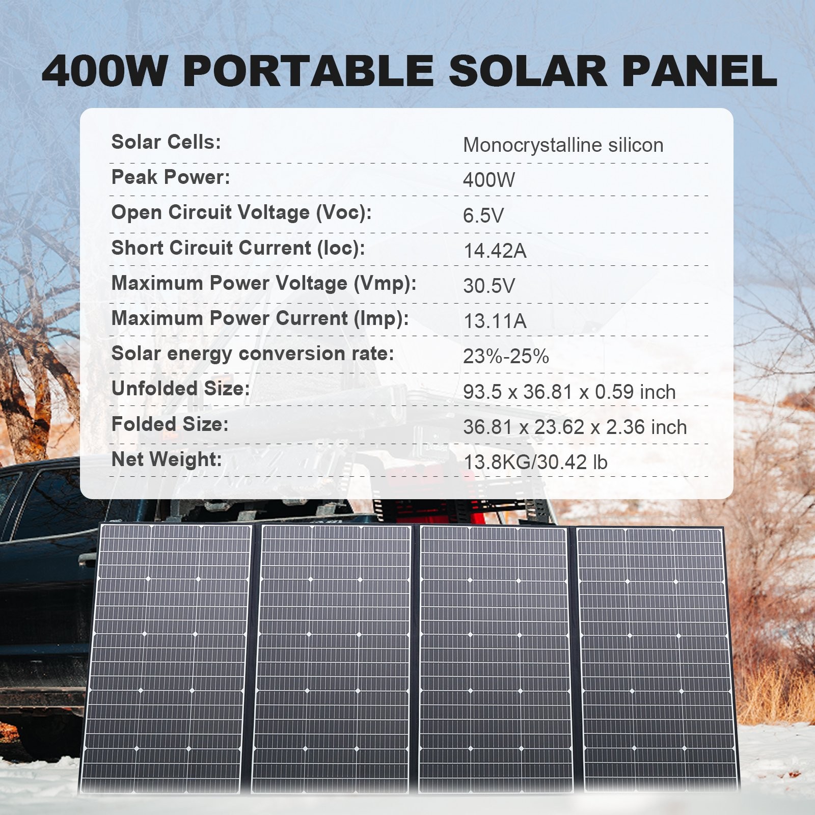 ALLPOWERS 100W 200W 400W Portable Solar Panel Foldable for Power Station