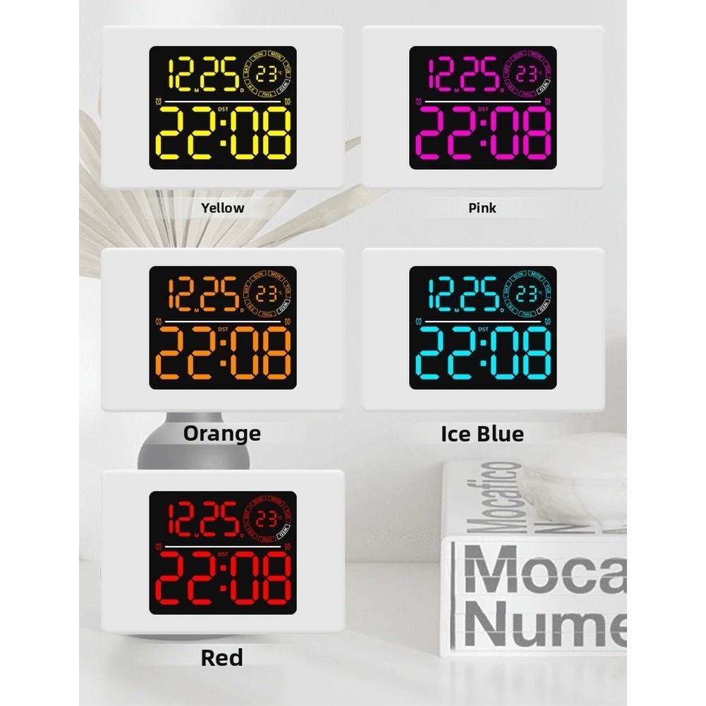 RGB Color Changing LED Wall Clock with Large Display Calendar for Living Room