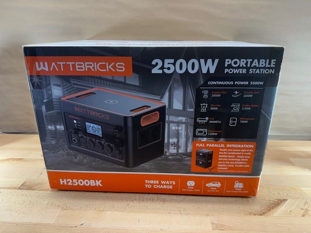 WATTBRICKS H2500BK Portable Power Station 2500W Continuous Power
