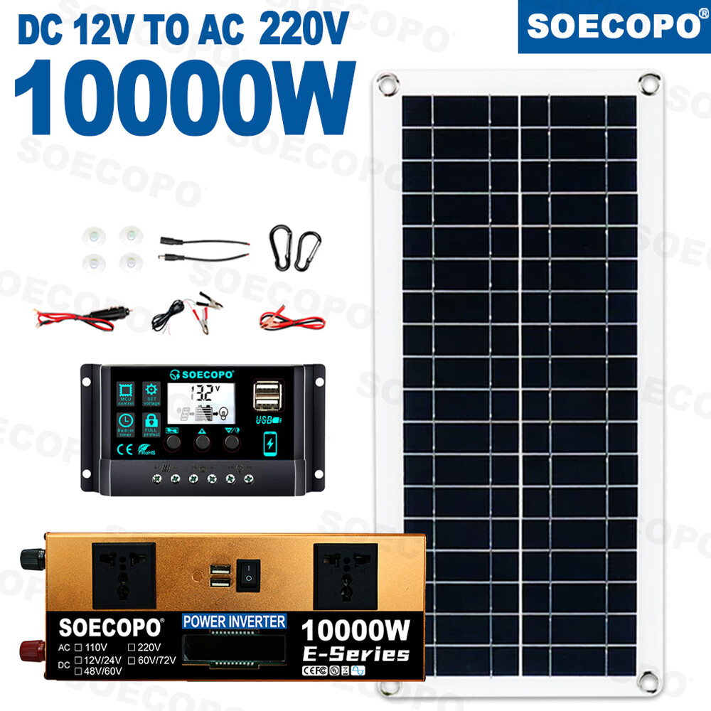 10000W Power Inverter Solar Generator With 200W Solar Panel Home Complete Set
