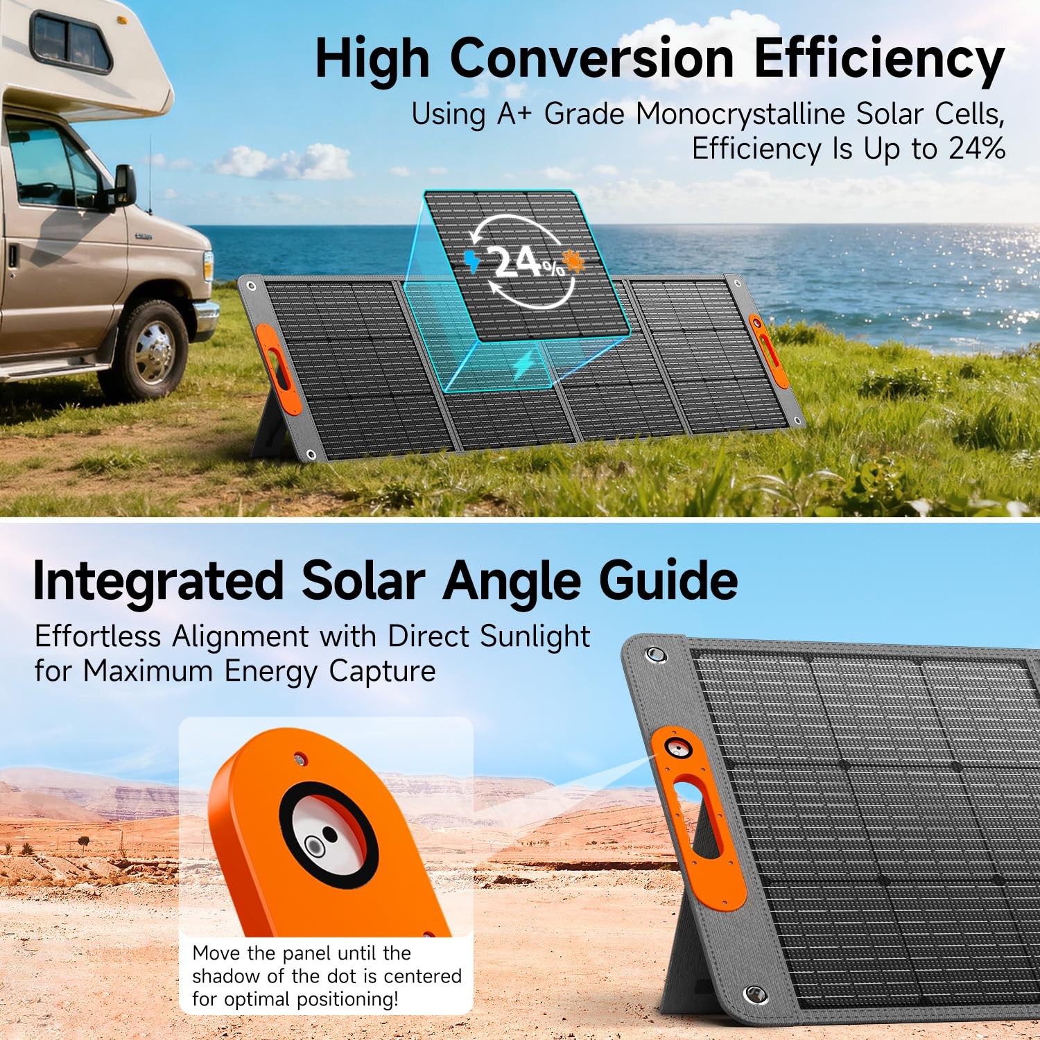 200W Portable Solar Panel for Power Station, 24% High Efficiency ETFE Foldabl…