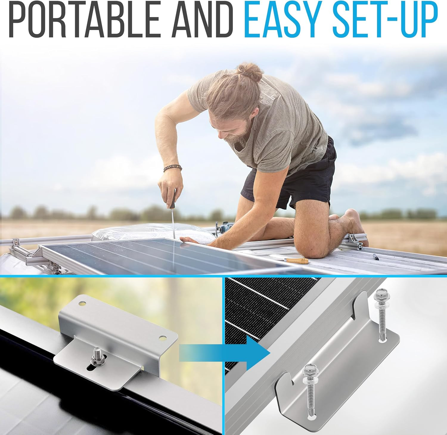 Serenelife 200 Watt 12V Portable Solar Starter Kit with 2 Pcs 100W Monocrystalli