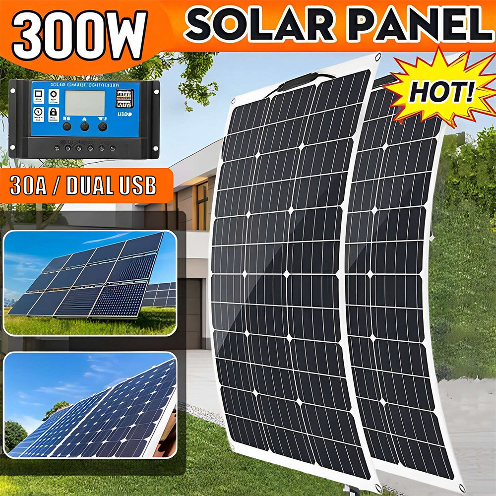300W Solar Panel Kit with (40A) Charge Controller Flexible Monocrystalline Panel