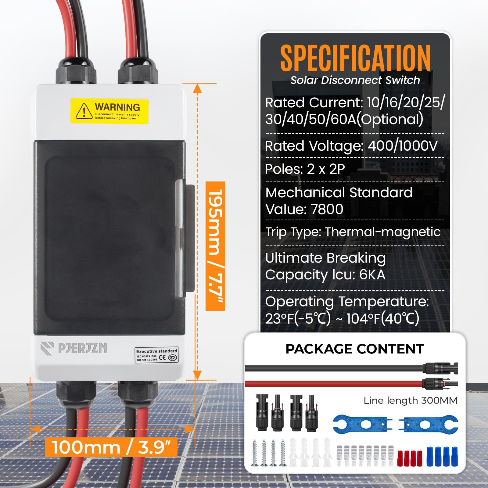 Pjerjzn Solar Panels Disconnect Switch 25A 400VDC PV Shut Off Switch Outdoor …