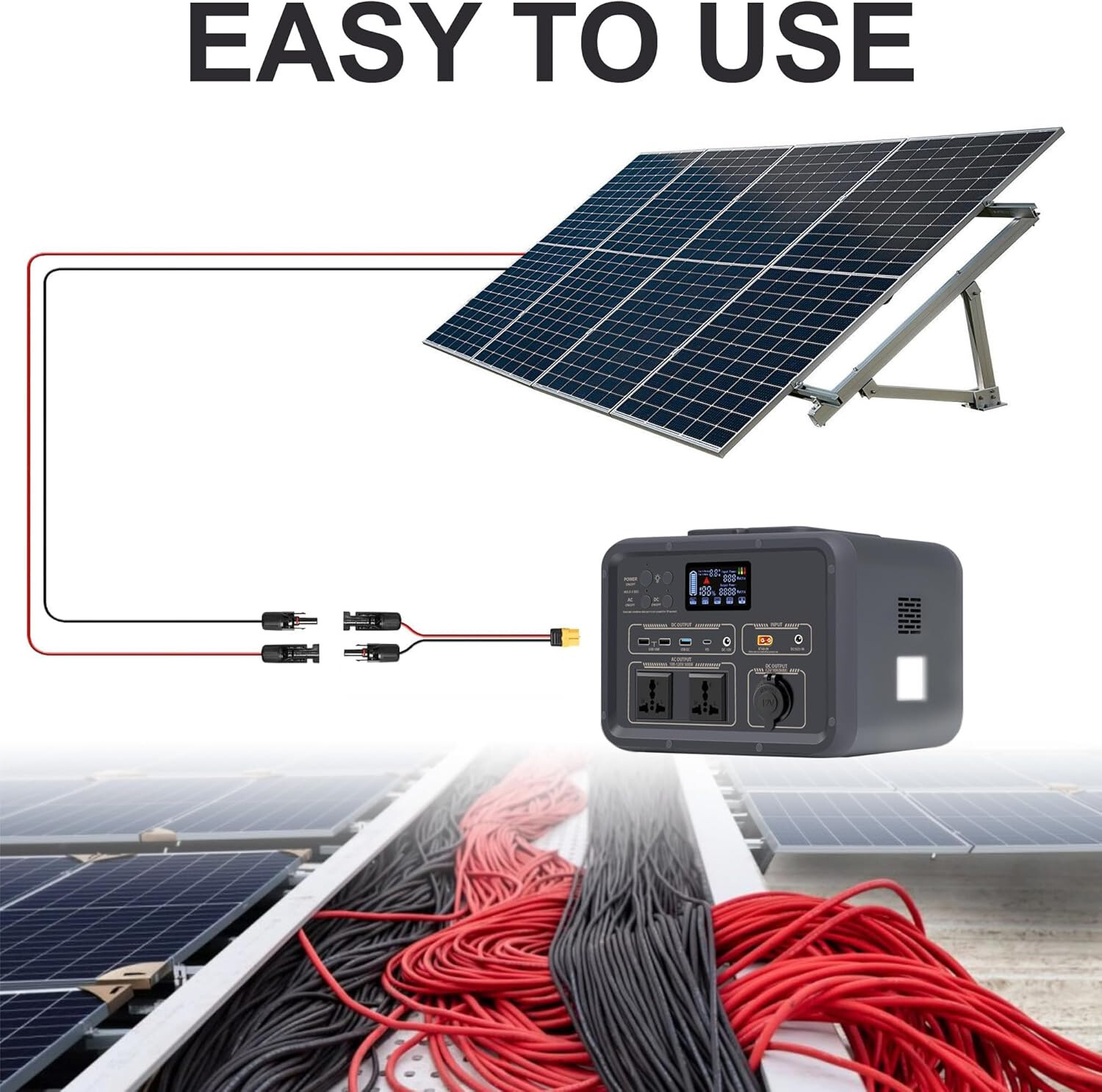 HQRP 10Ft Charge Extension Cable Solar Connector to XT60, 12AWG for Solar Panel