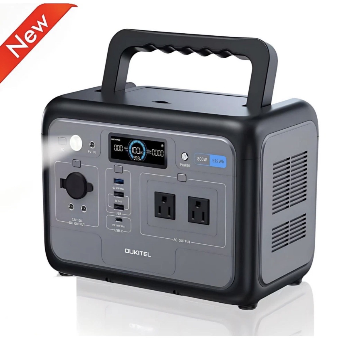 OUKITEL Portable Power Station 512Wh, LiFePO4 Battery, 800W Peak-1600W Generator