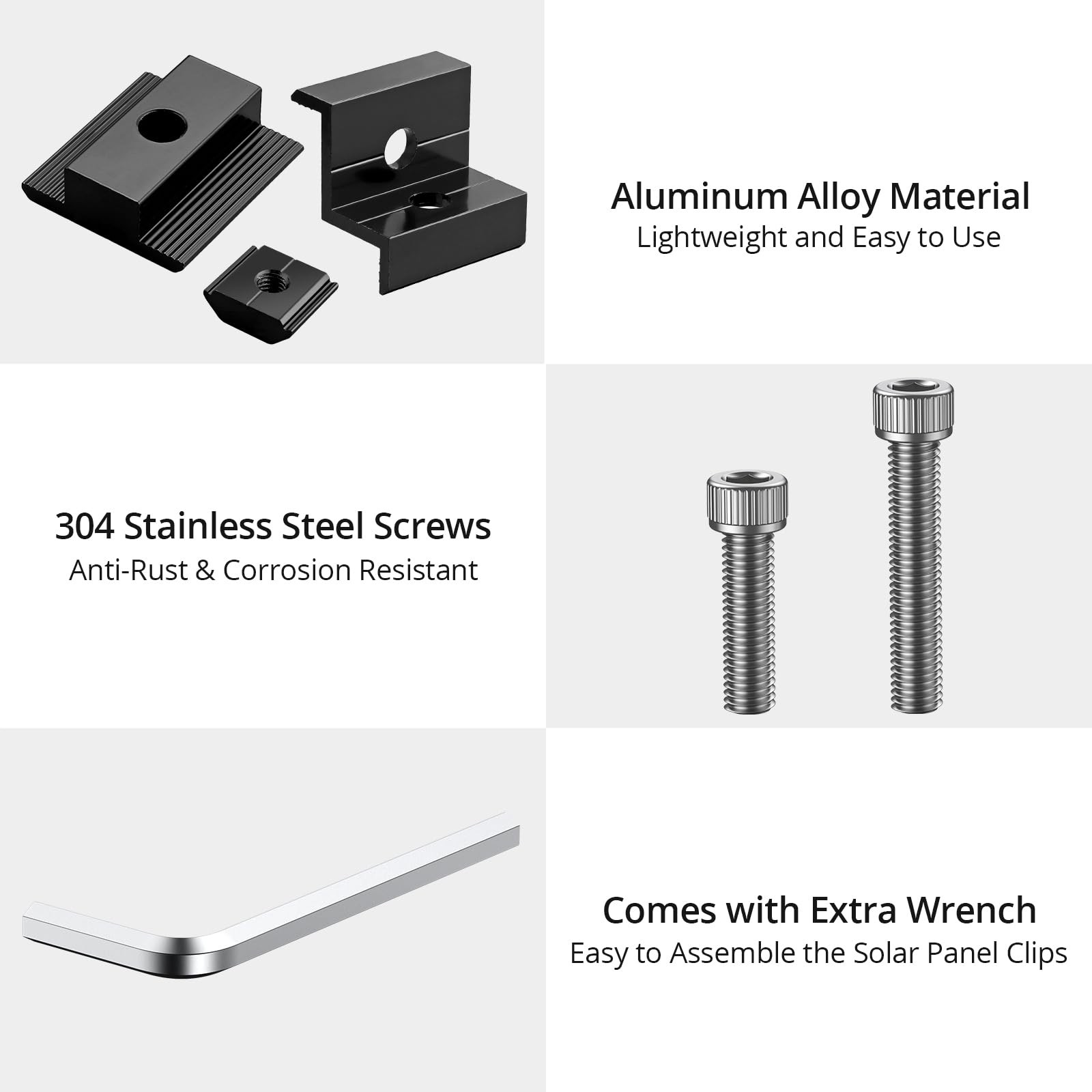 Solar Panel Mounting Brackets 10 PCS – T-Shaped Mid End Clamps for Roofs