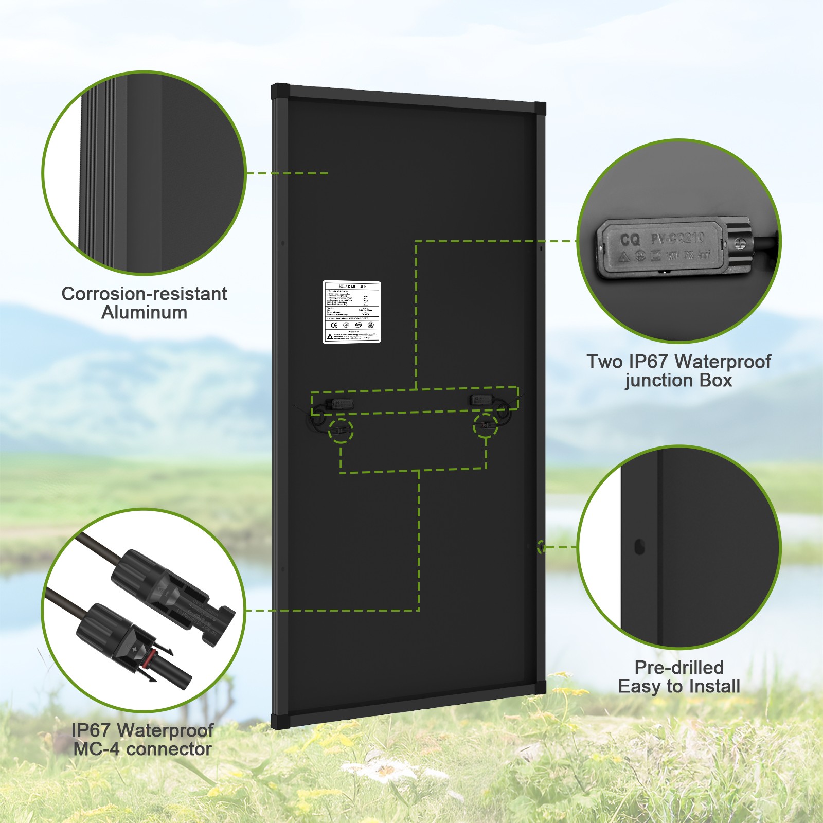 200W blackboard solar panel, 18BB , 25.5% efficient photovoltaic module