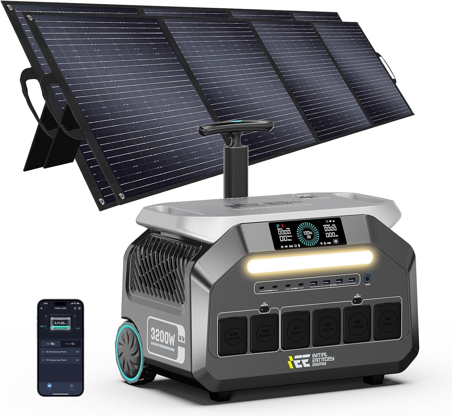 IEE 3200W6400W Peak Portable Power Station P3200, 2048Wh LiFePO4 Solar Genera…
