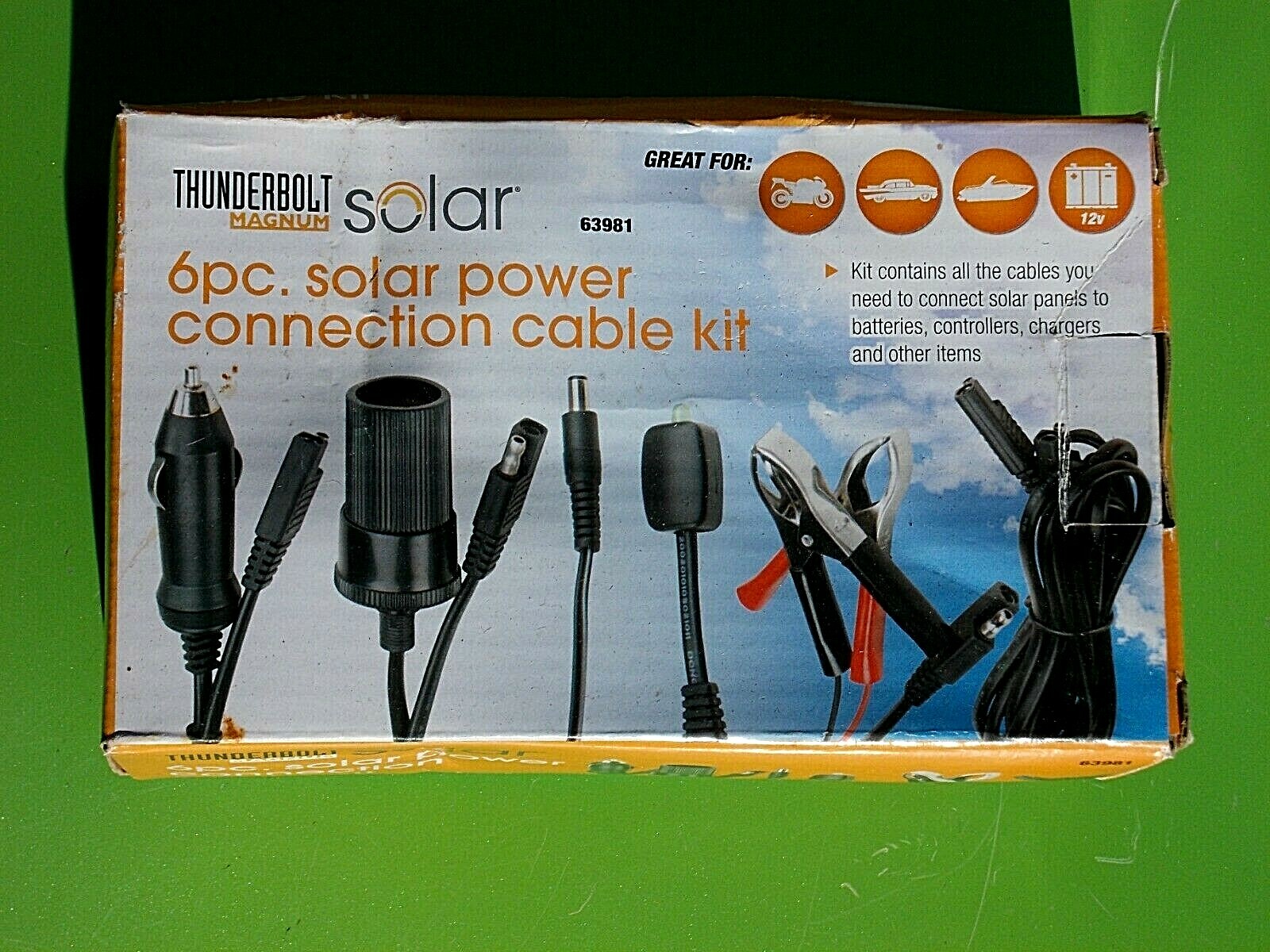 THUNDERBOLT MAGNUM 6PC SOLAR PANEL POWER CONNECTION CABLE KIT 12 VOLT 63981 PORT