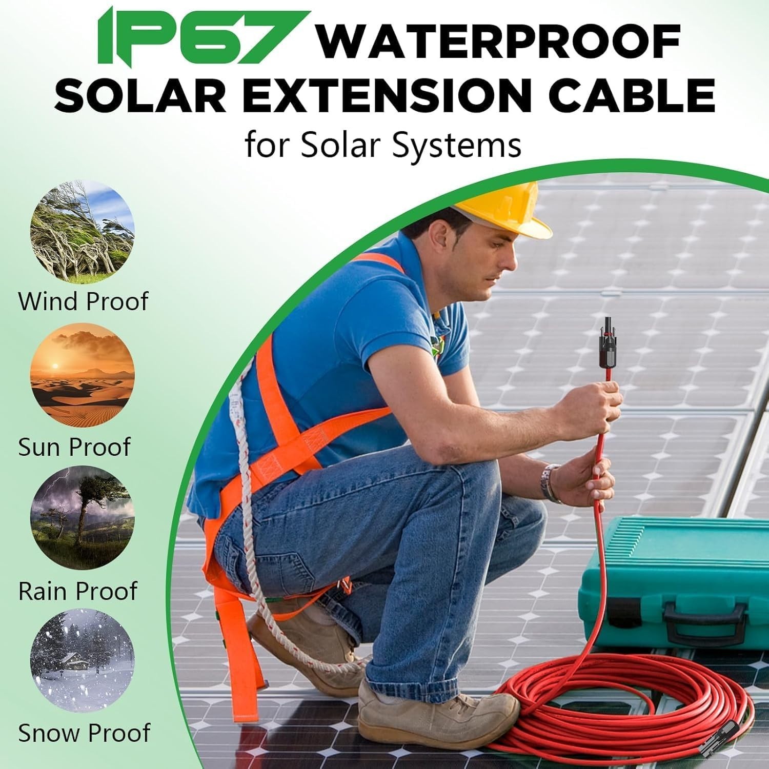 High-Quality Solar Panel Cables 30Ft – Waterproof Connectors