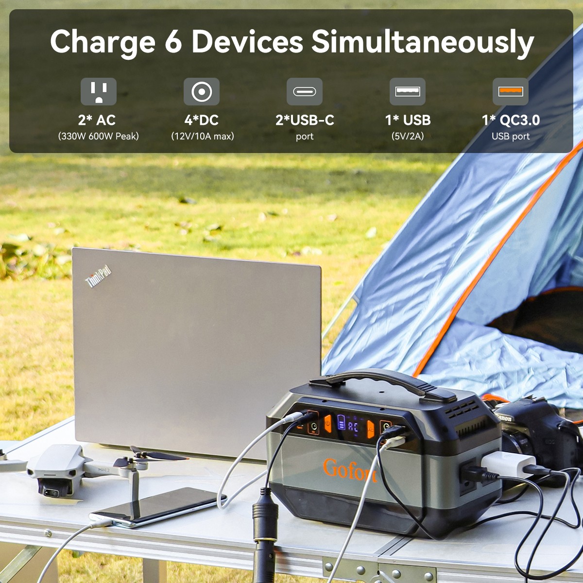 Portable Power Station 330W 299Wh Backup Solar Generator 110V Sine Wave A/DC USB