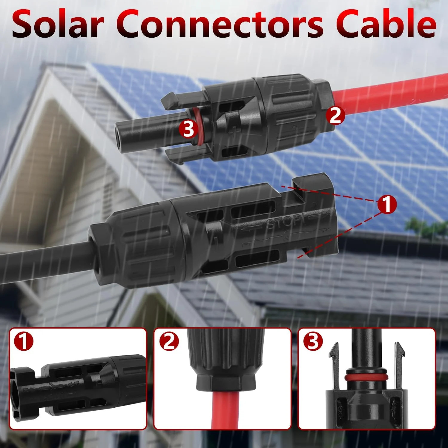 JXMXRPV Solar Connectors for 4 Solar Panels Tool Free Solar Panels Connectors