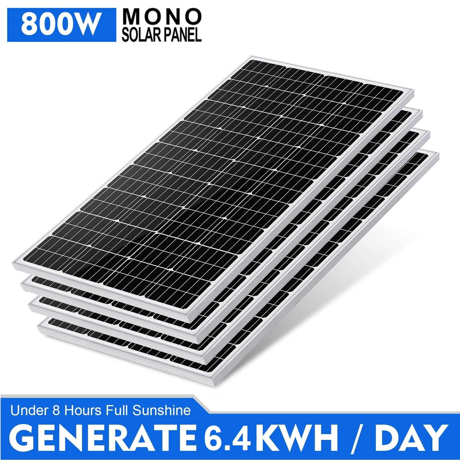 800W 200W Watt 12V Mono Solar Panel Off-Grid PV Module for RV Home Boat Camp US
