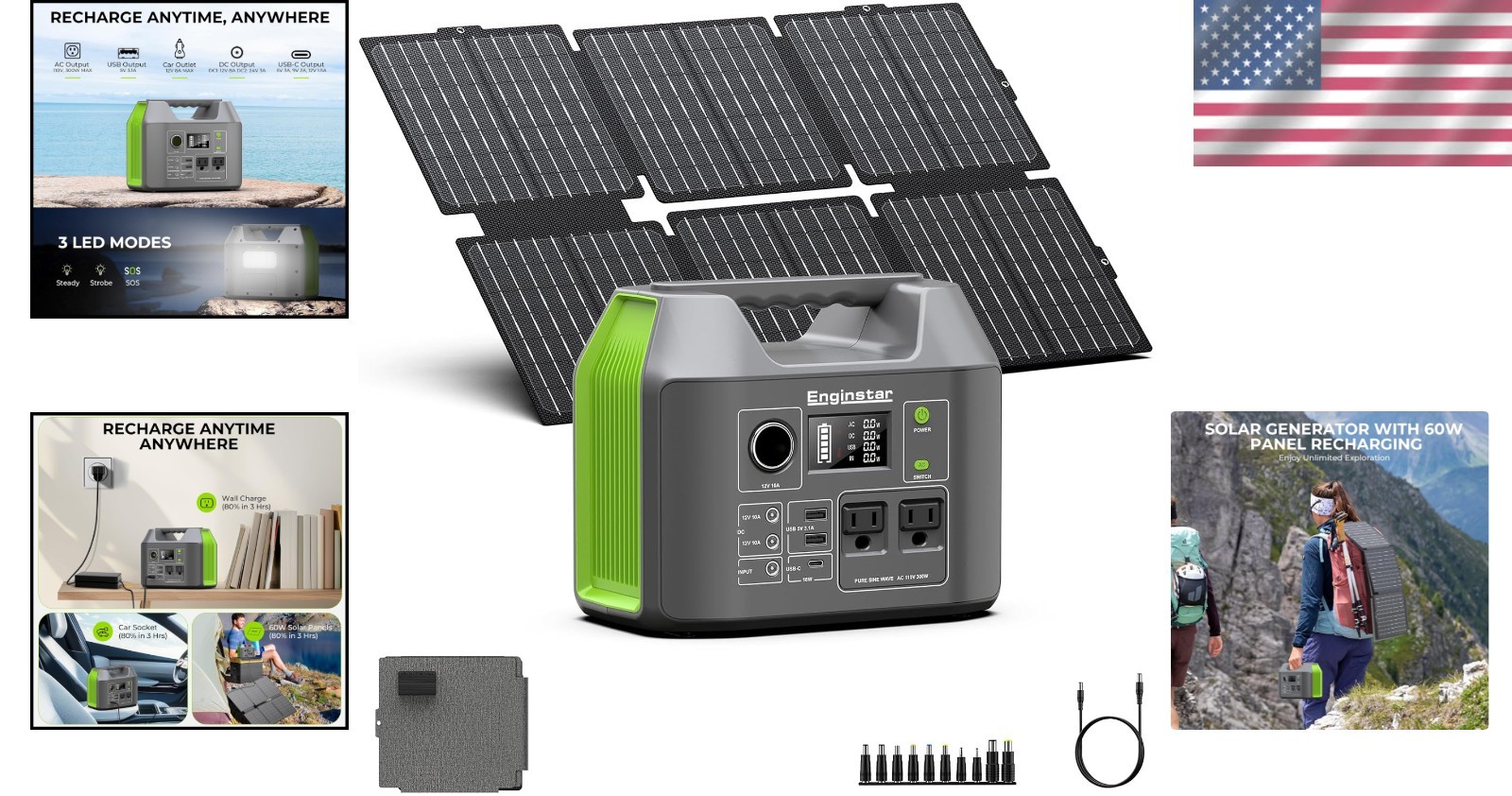 Portable Solar Generator Lithium Battery 300W Power Station for Camping