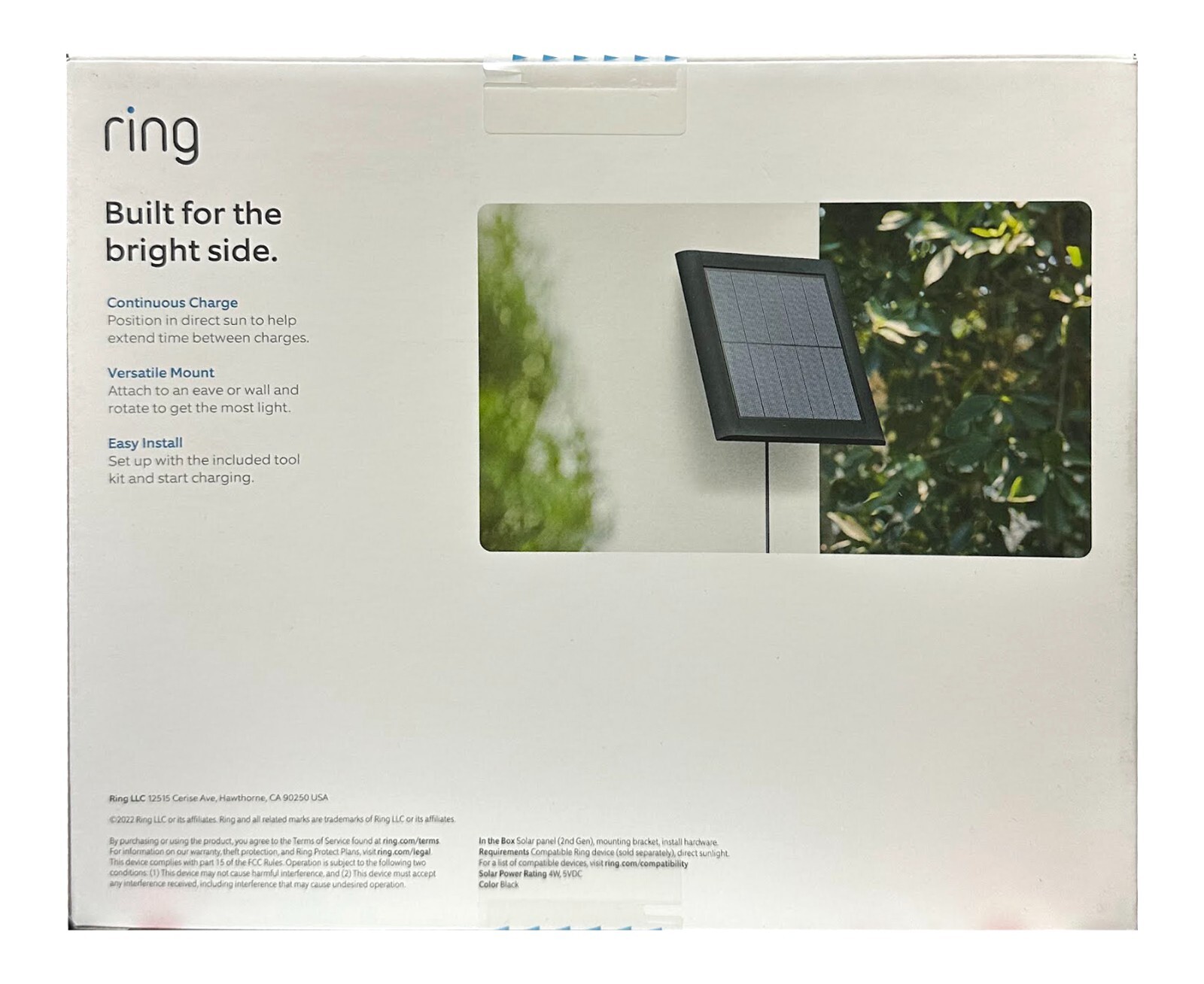 Ring 4W 2nd Generation Solar Panel for Select Ring Security Cameras – Black