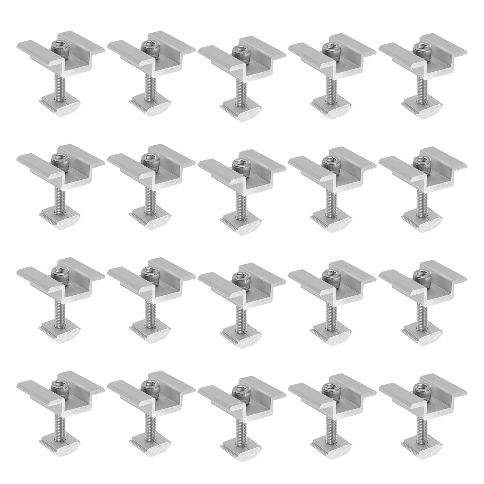 20pcs Solar Panel Mount Mid Clamps 35mm Aluminum for RVs White