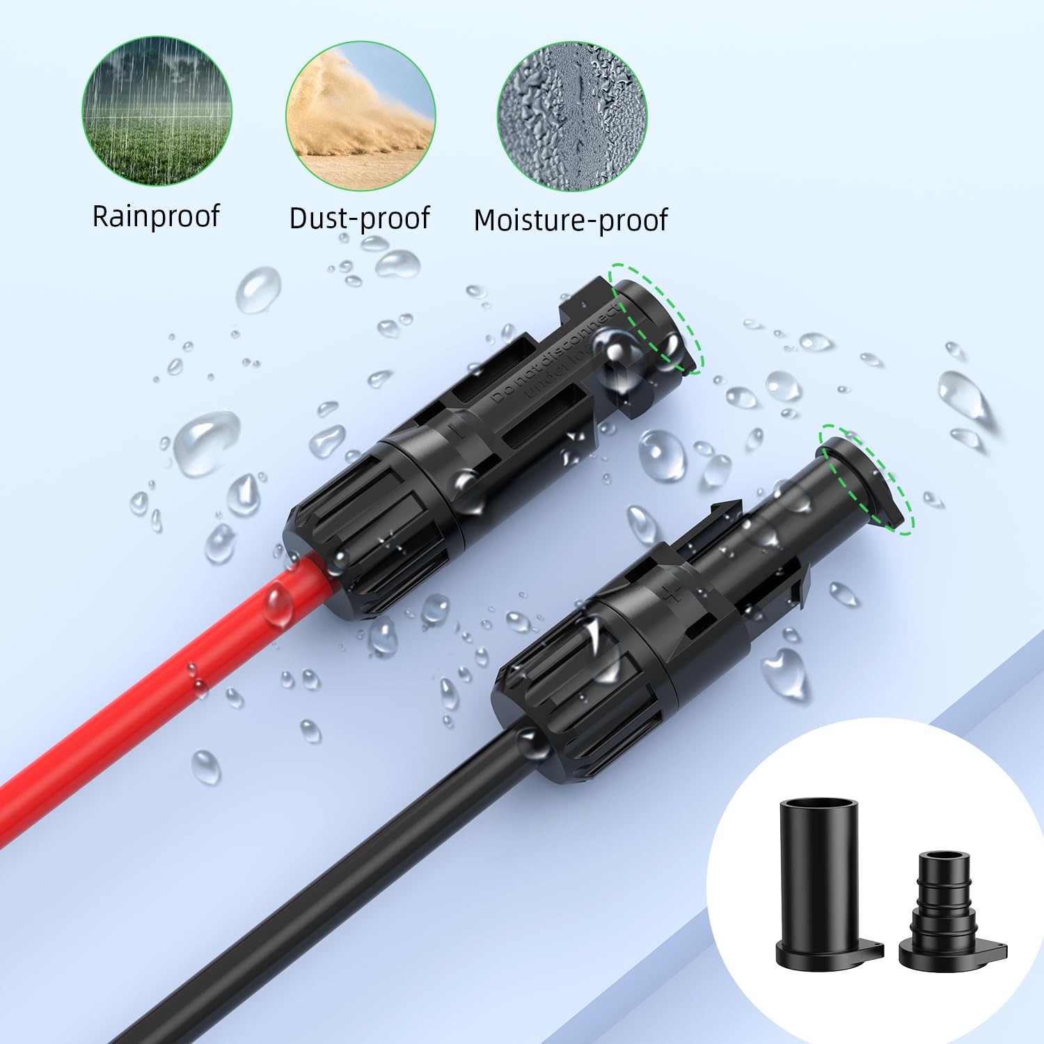 Bateria Power 12 Pairs Solar Connector Caps, IP68 Weather Resistant Dust Male…