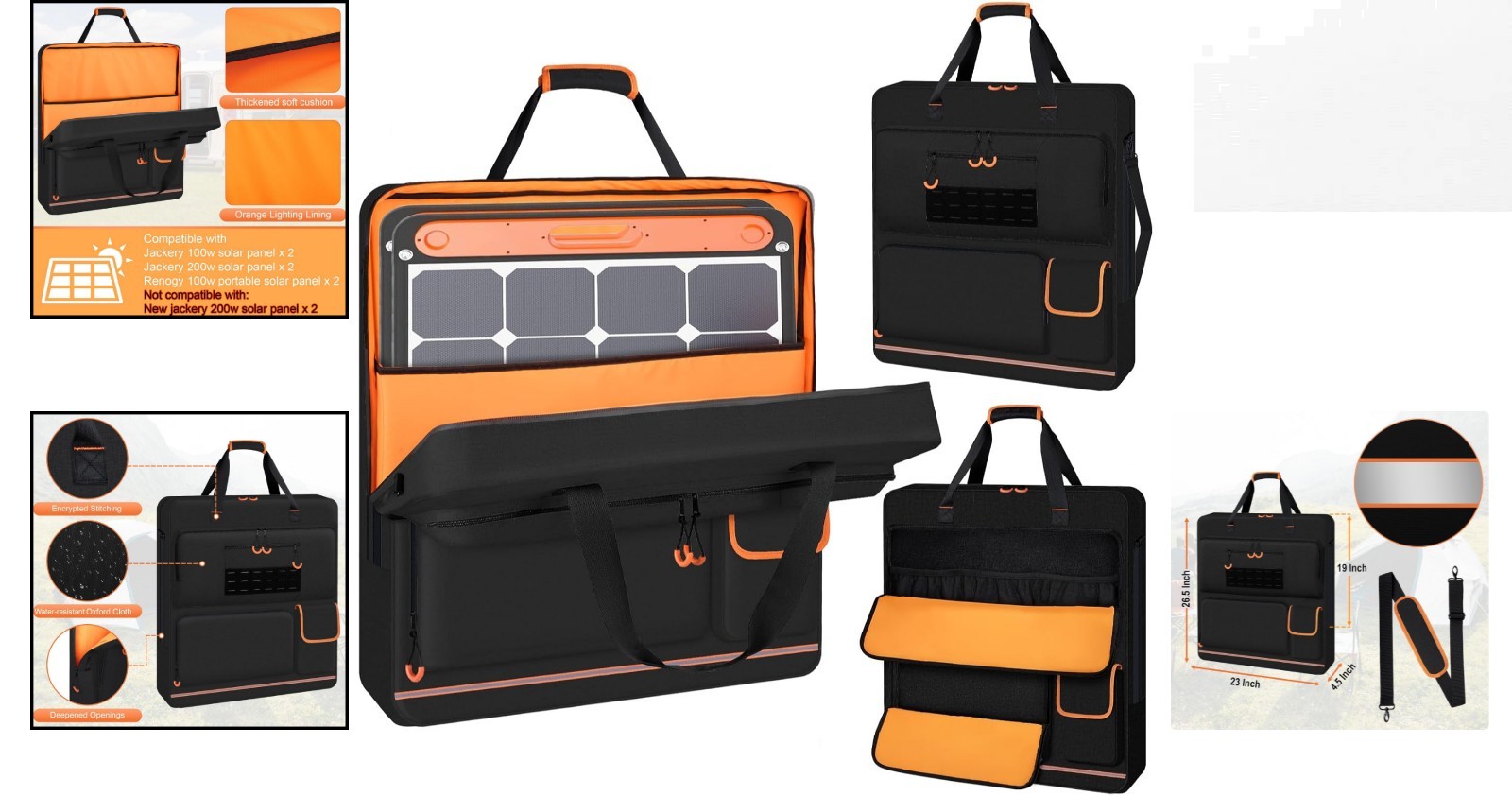 Luxurious Solar Panel Storage Bag with Deep Opening & Multiple Accessory Pockets