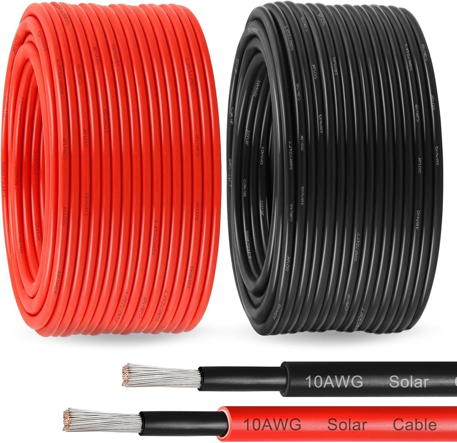 Solar Panel Wire 10 AWG(6mm²) – Solar Extension Cable 200Ft Black & 200Ft Red 10
