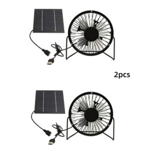 2pcs 5W Solar Panel Fan with USB Output – Portable Ventilation System