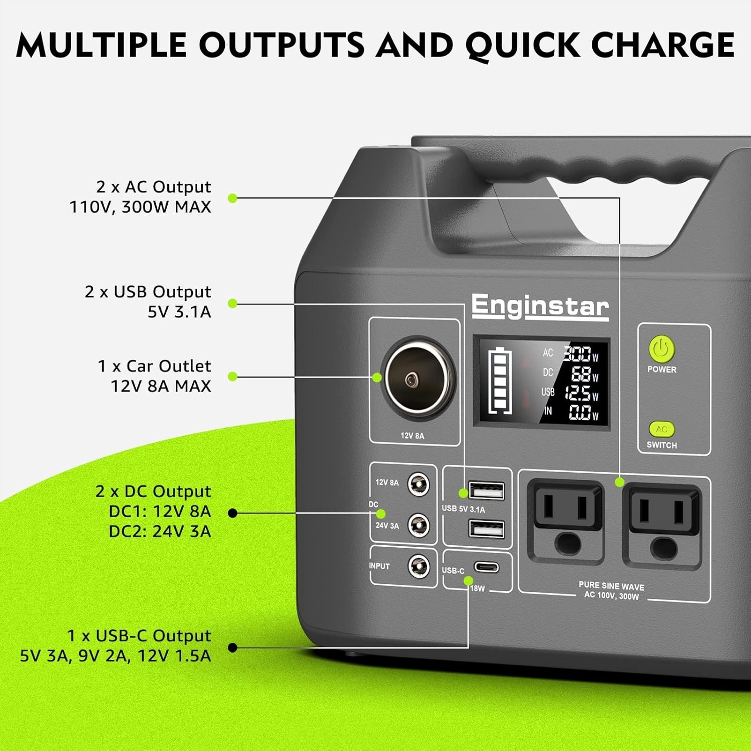 300W Portable Solar Generator, 296Wh Battery Power for Camping & RV Adventures