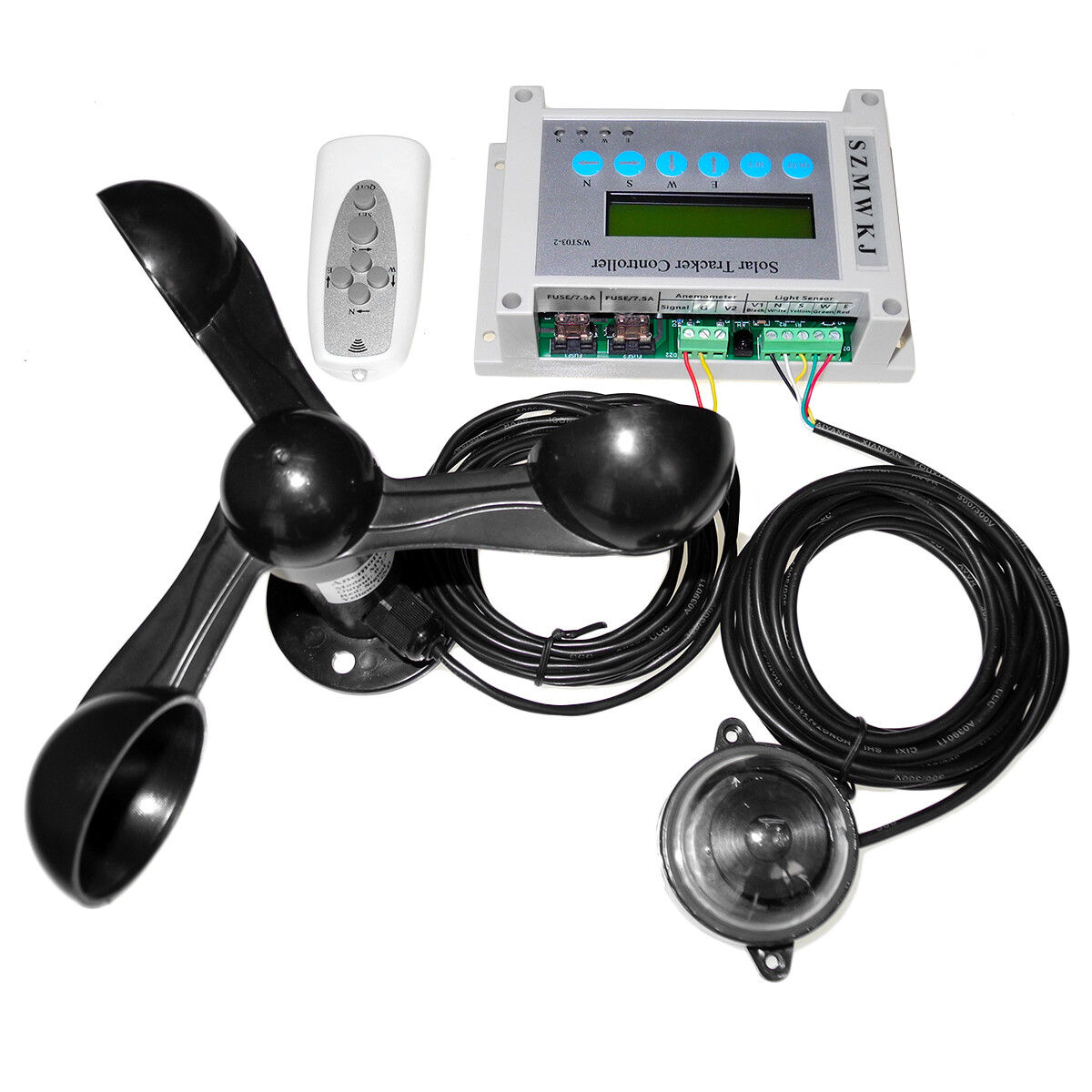 12V Solar Panel Tracking 6000N Dual Axis LCD Tracker Controller Anemometer Kits