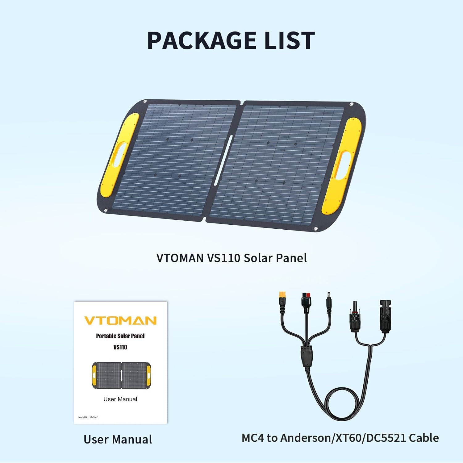 VTOMAN Portable Solar Panel for Solar Generator, 110W 19V Folding Solar Charger