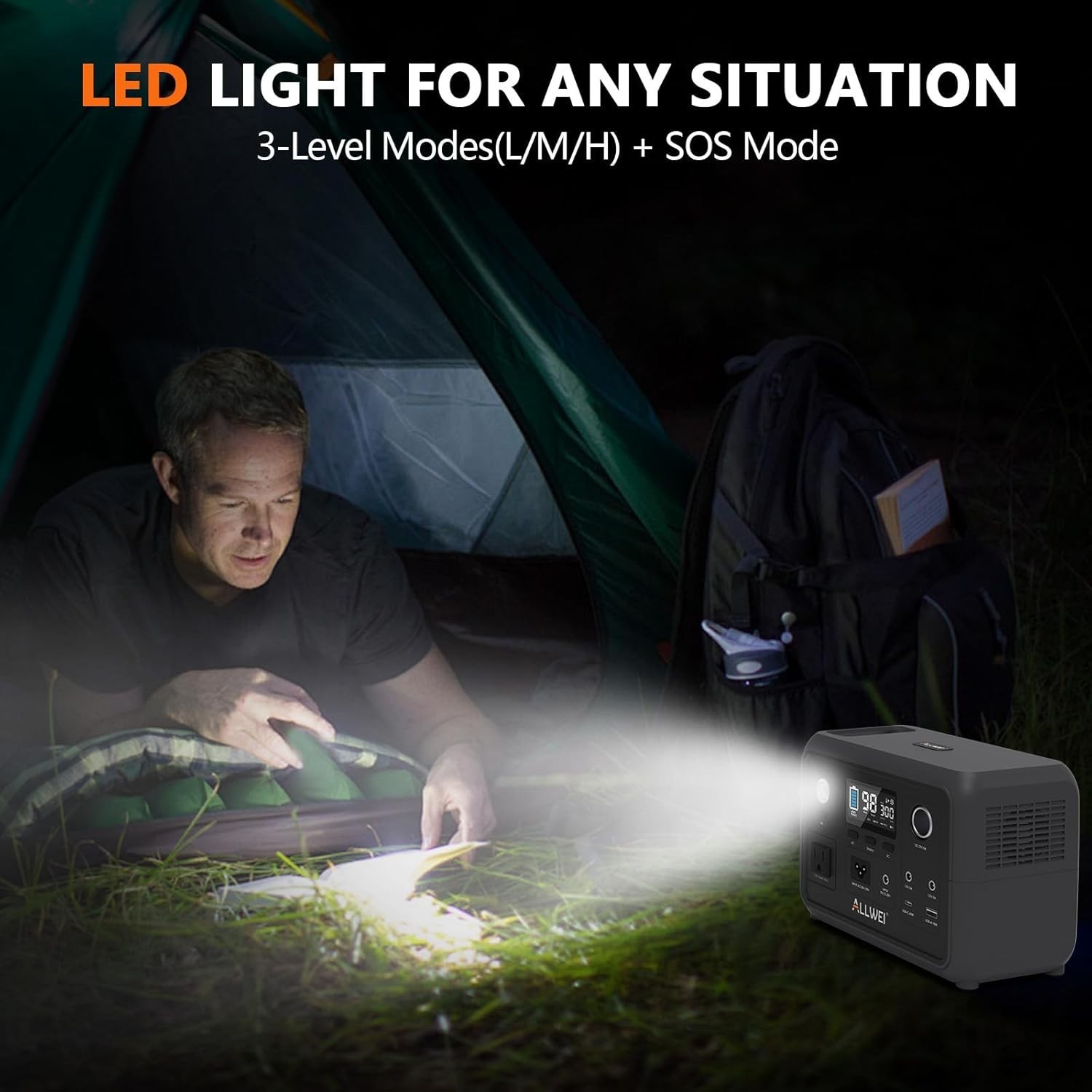 Lightweight 300W Solar Generator with 6 Output Ports for Camping and Home Backup