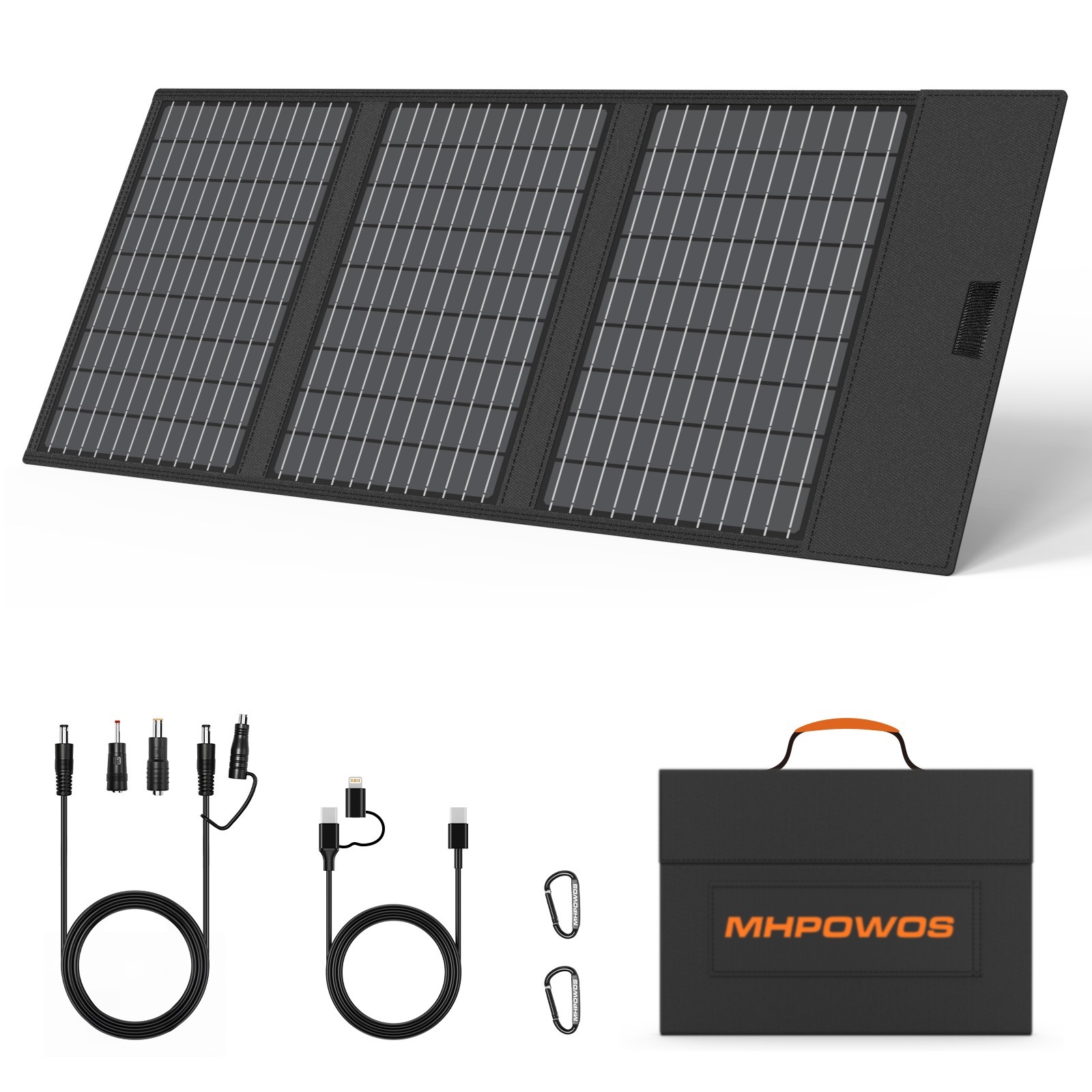 60W 45W Foldable Solar Panel Chargers USB C USB-A DC Outputs for Power Banks