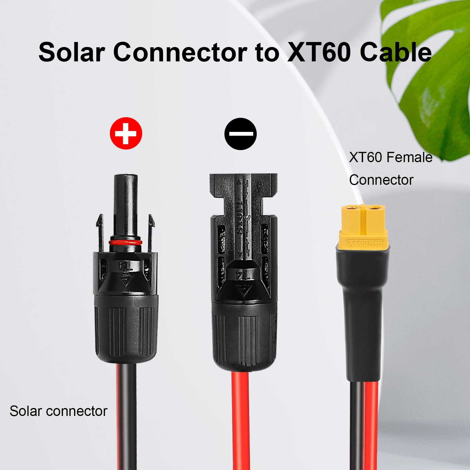 XRDS -RF Solar Connector to XT60 Cable 2FT, 10AWG Solar to XT60 Female Extens…