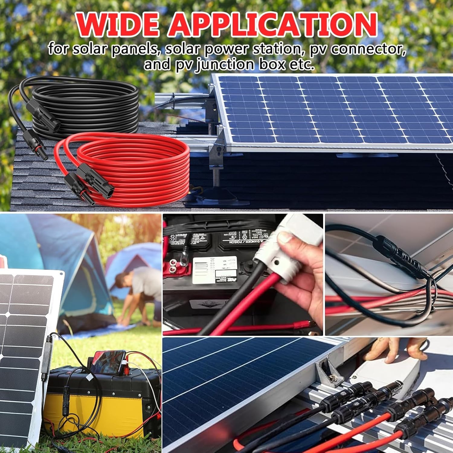 High-Efficiency 100FT Double 10AWG Solar Extension Cable for RV and PV Systems