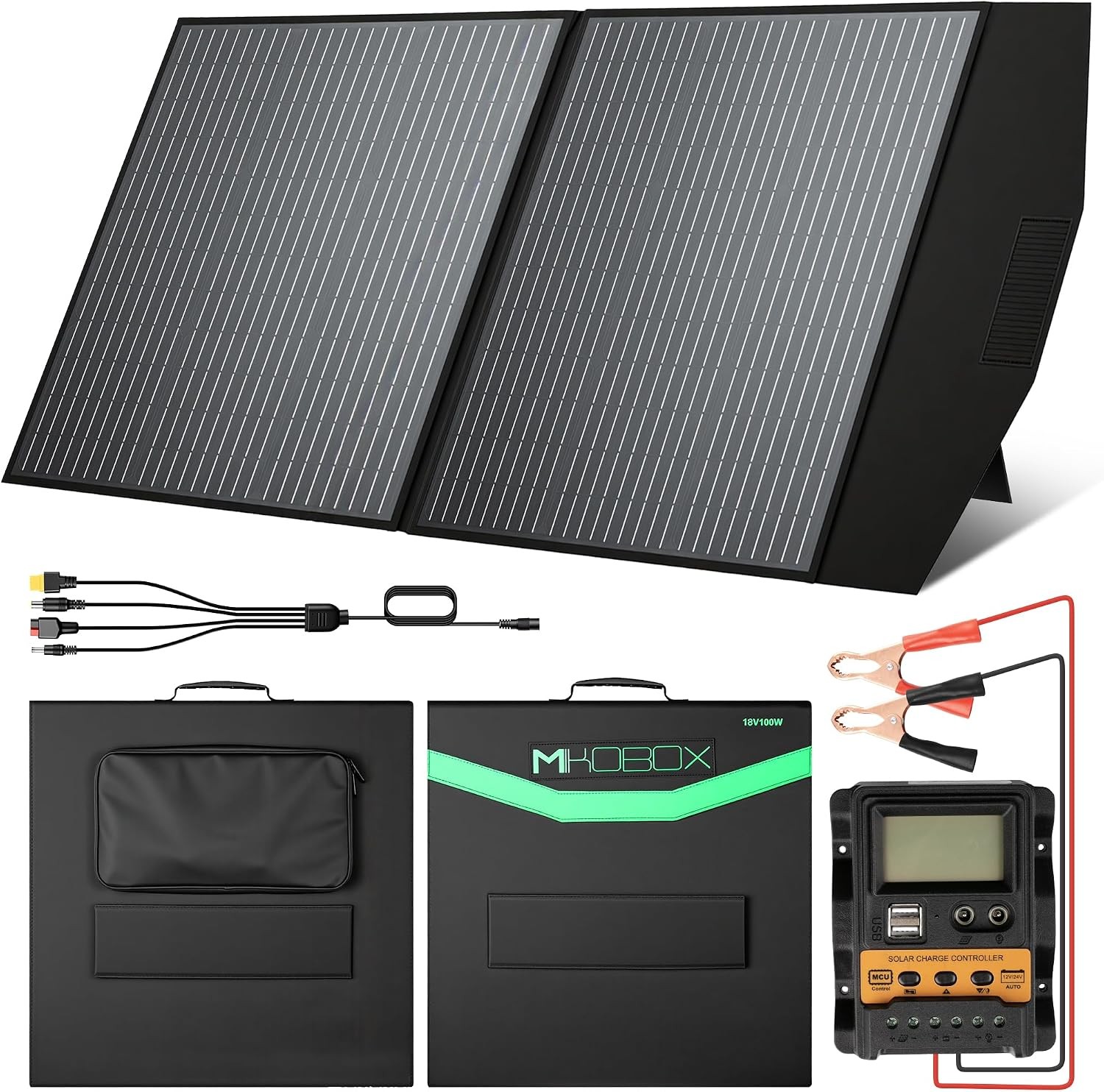 100W Foldable Solar Charger Panel 12V USB Controller
