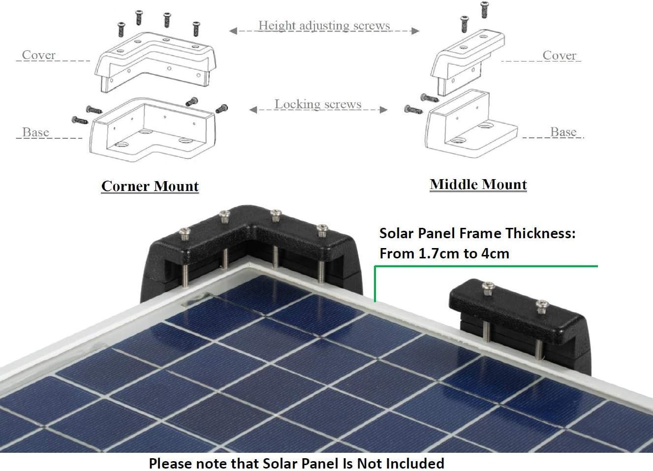 Sunway Solar Panel Mounting Brackets Corner Mount Kits for Framed Solar Panels,I