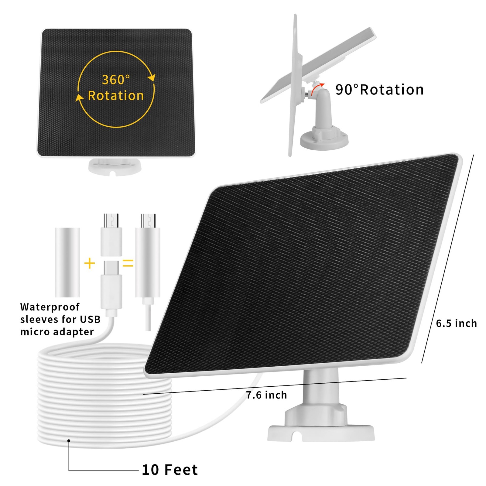LIYVZ 6W Solar Panel for Outdoor 5V Solar Panel Charger 3-Pack, USB C & Micro…