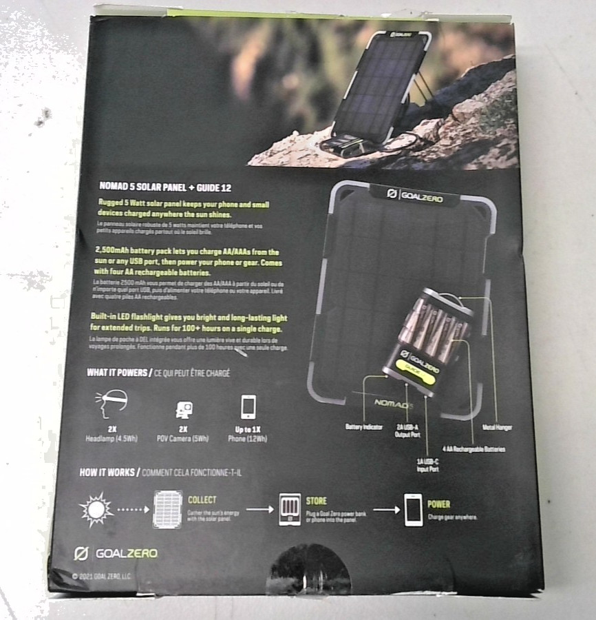 GOAL ZERO Guide 12 Power Pack and Nomad 5 Solar Panel Kit