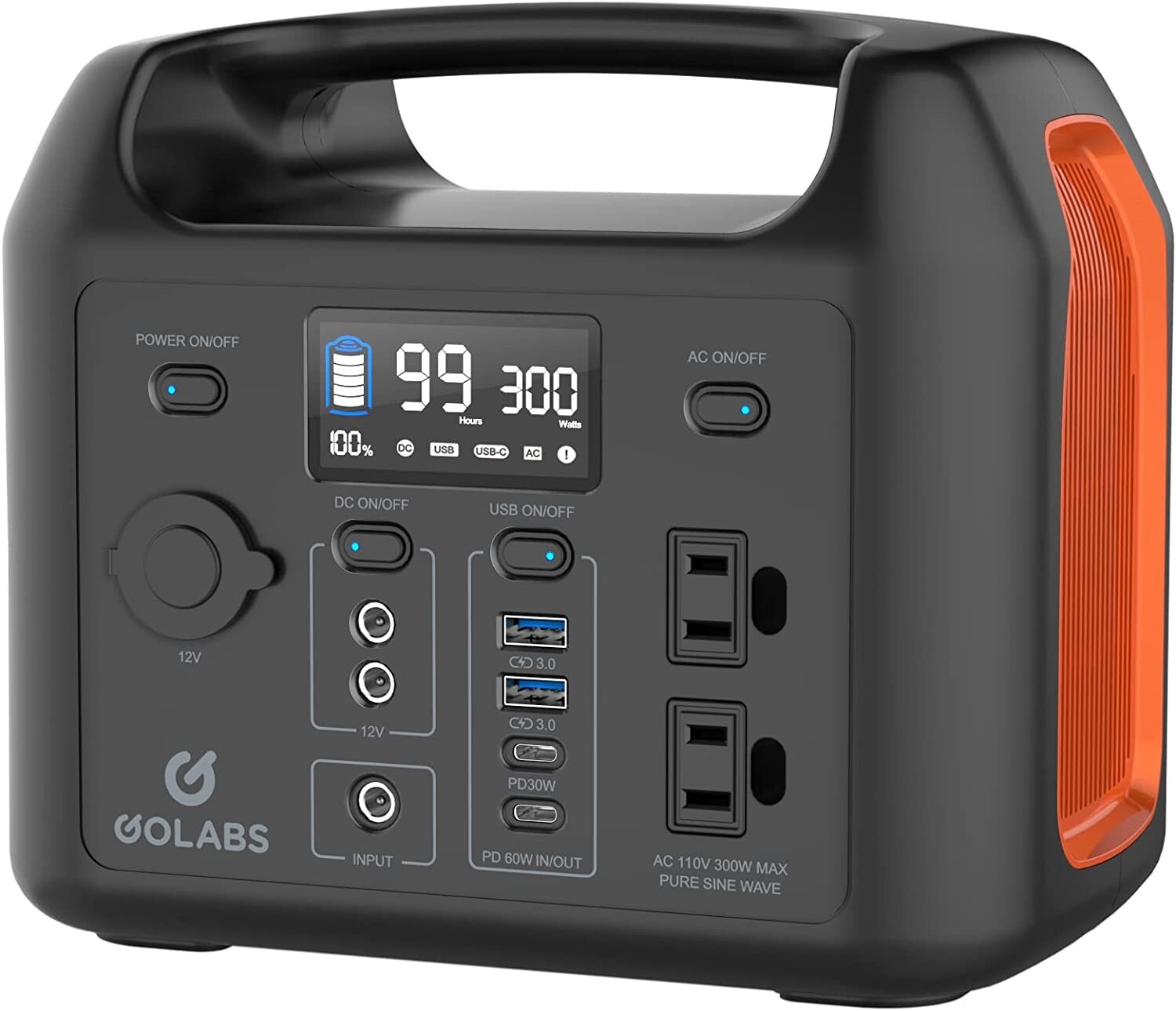 GOLABS Portable Power Station R300 299Wh LiFePO4 Battery Backup Solar Generator