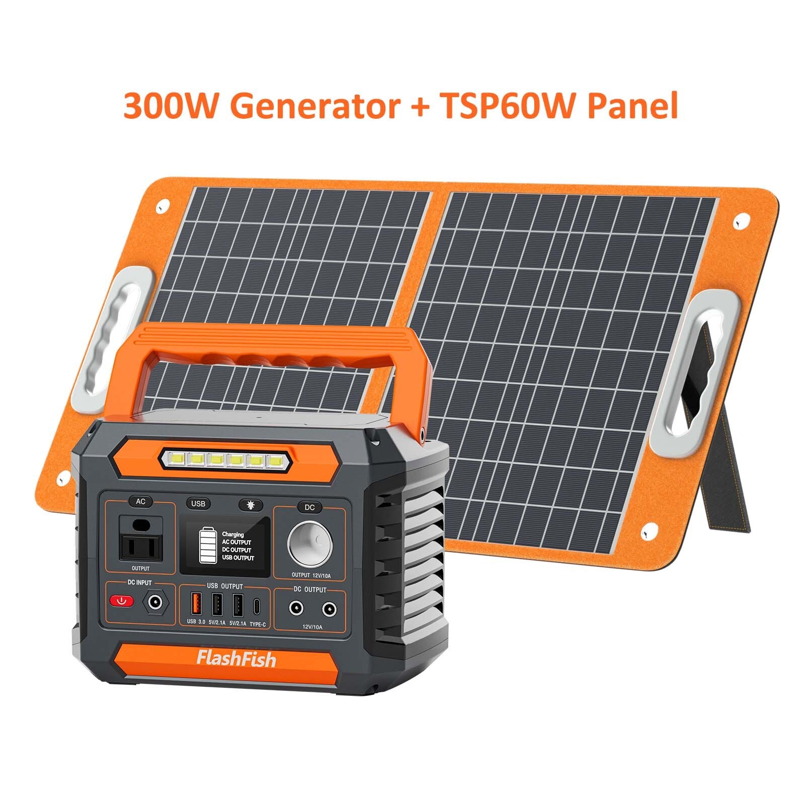 Flashfish 300W Portable Power Station Solar Generator With/Without Solar Panel