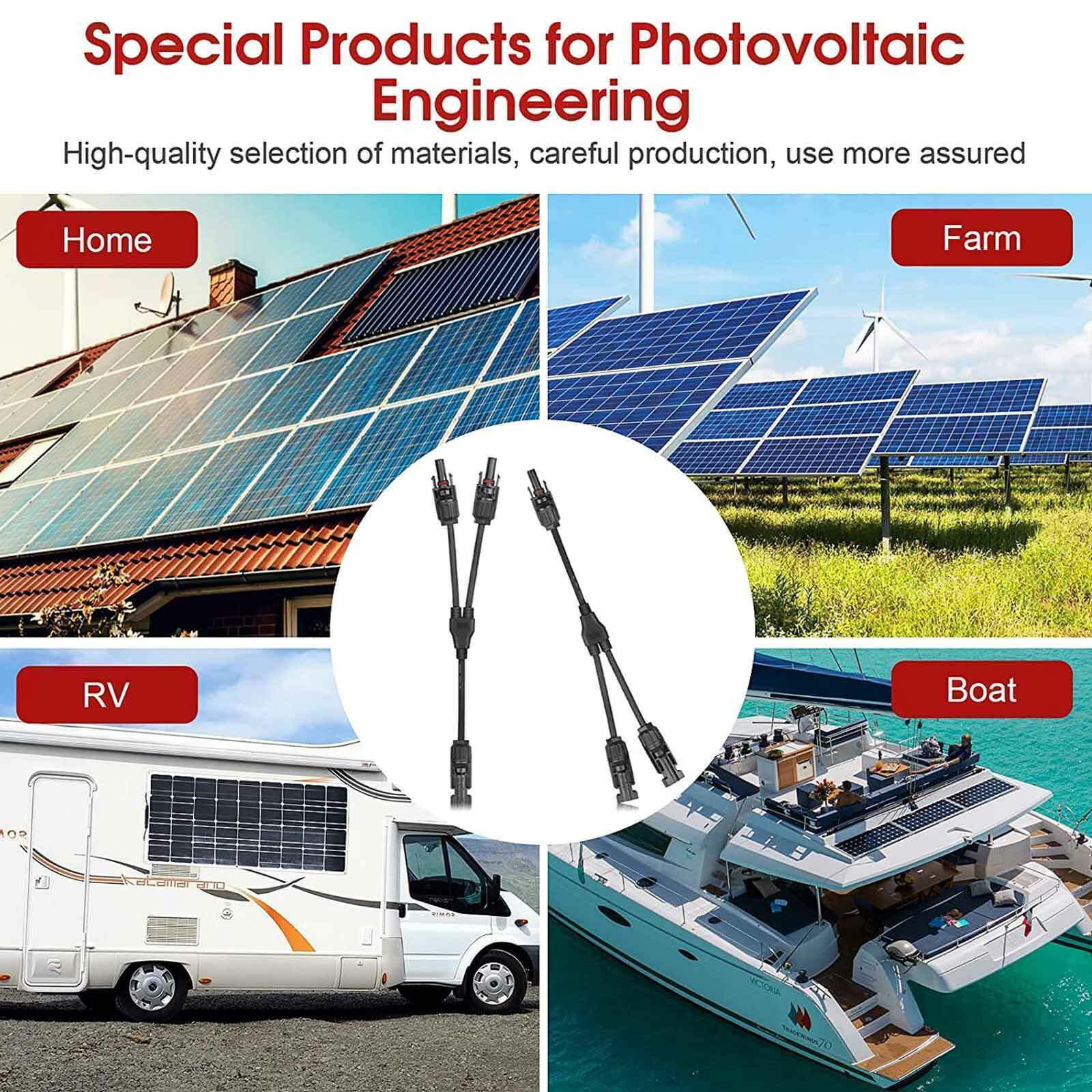 PFCTART Solar Panel Y Branch Cable Connection Waterproof Adapter Connector IP67