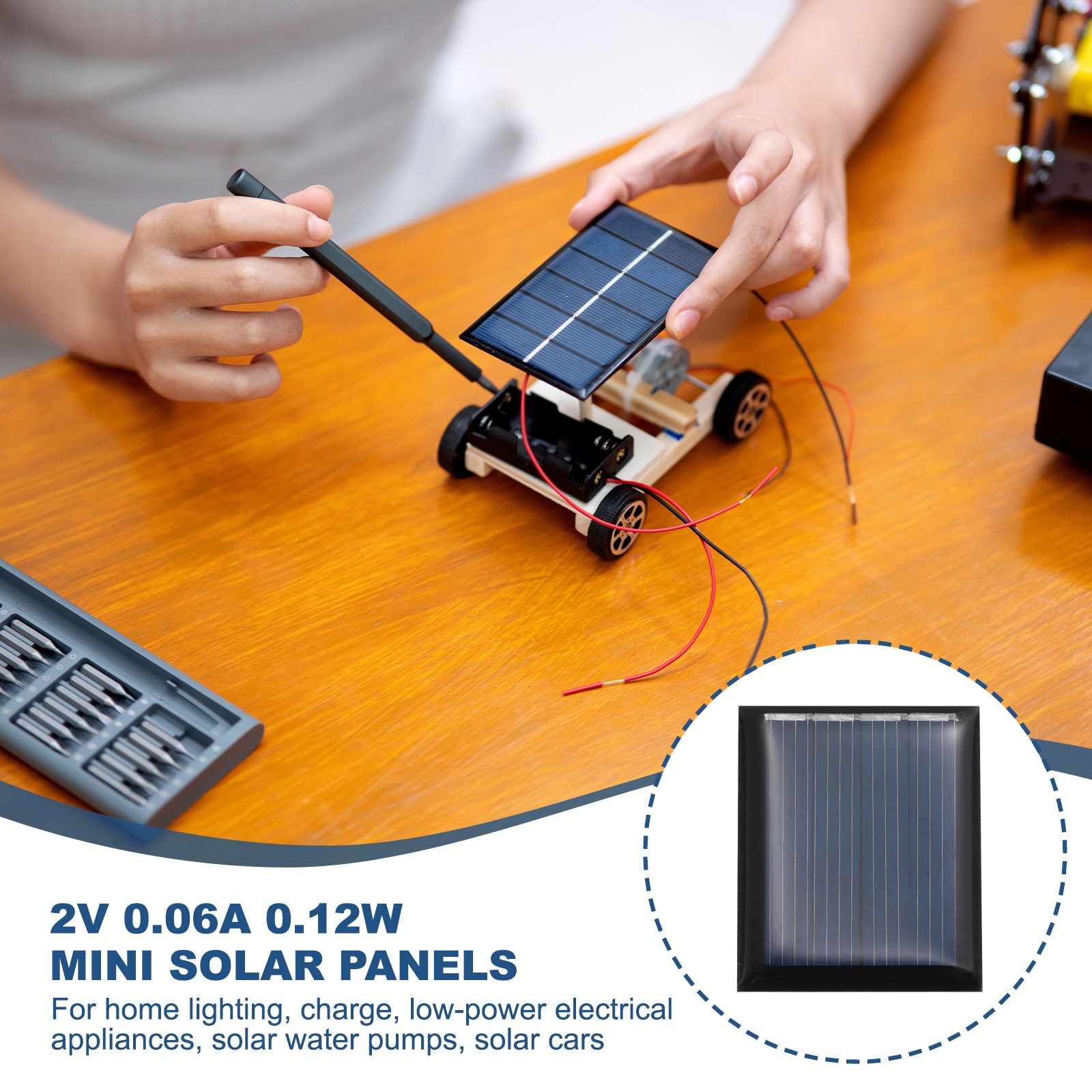 10PCS 2V 0.12W 0.06A Mini Solar Panels Photovoltaic Cell Charge Solar System Kit