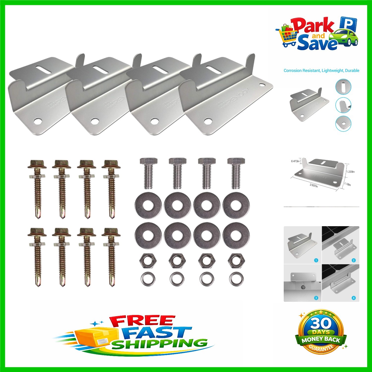 Set of 4 Lightweight Z Brackets – Ideal for Off-Grid Solar Panel Installations