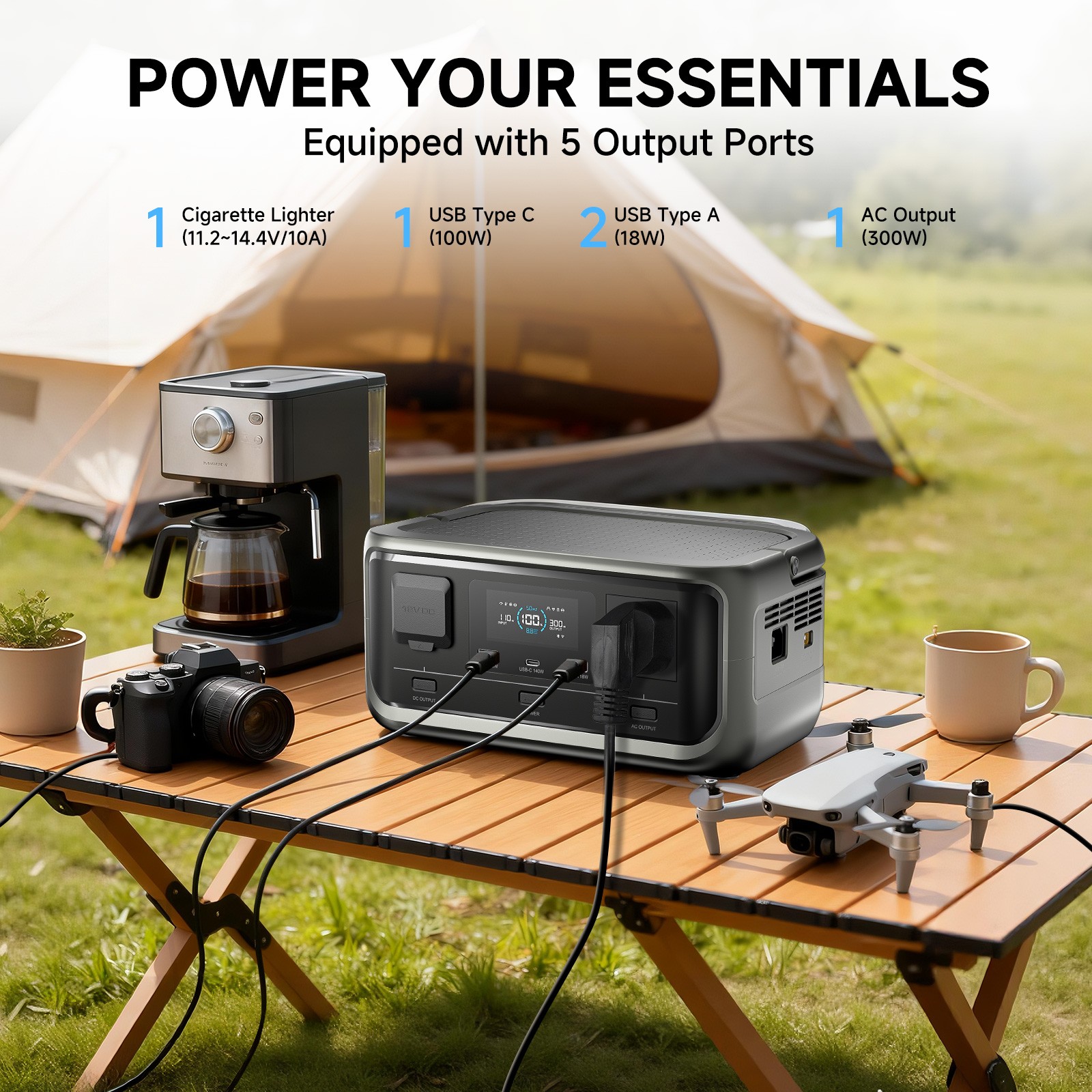 600W Portable Power Station Generator LiFePO4 Battery 100W Flexable solar panel