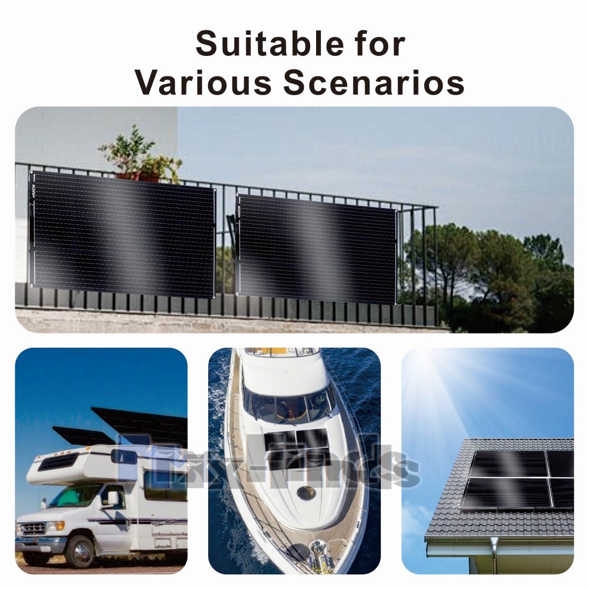 200W Monocrystalline Flexible Solar Panel Portable PV for RV Camping Outdoor US