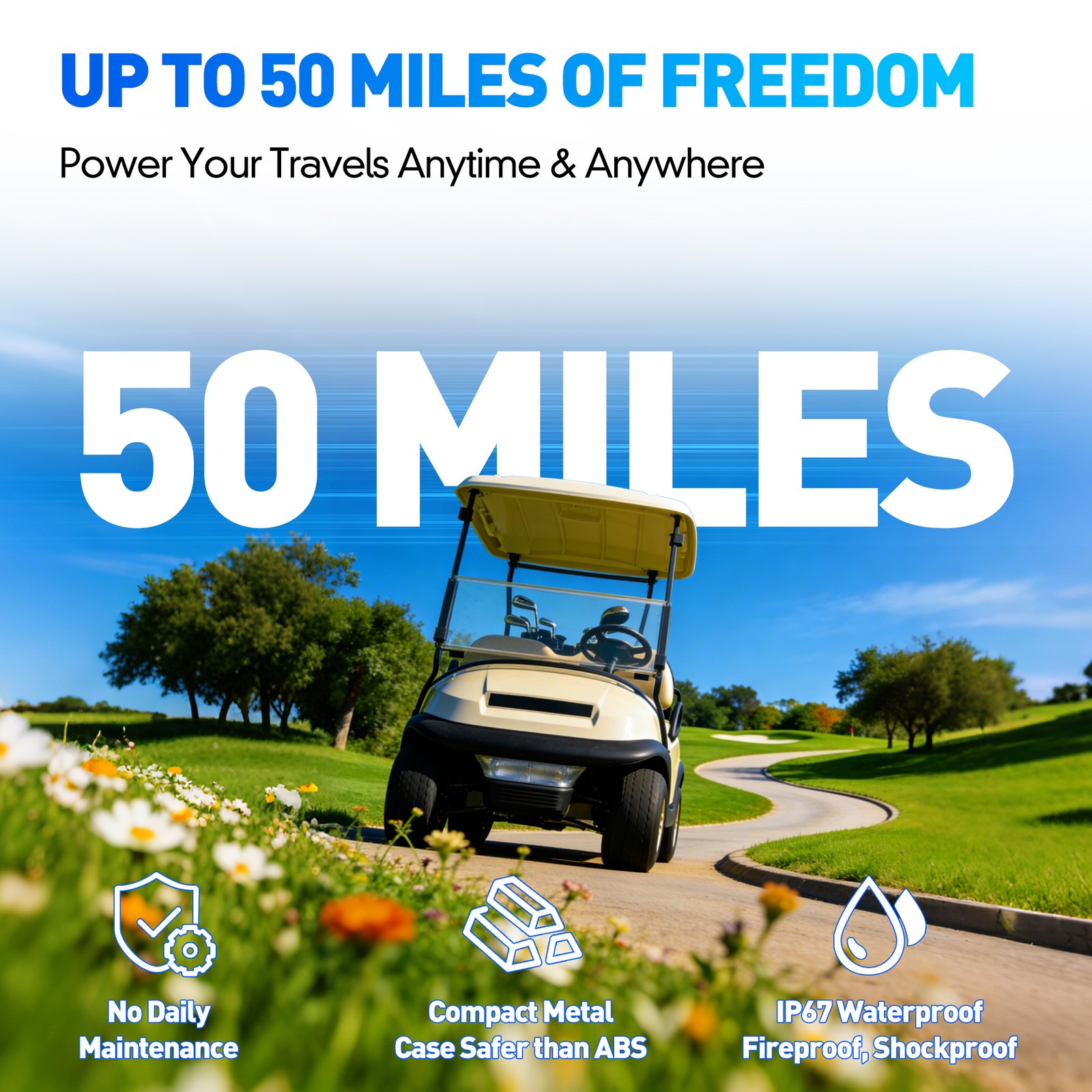 36V 105Ah Golf Cart LiFePO4 Lithium Battery 200A BMS A+Cell W/25A Charger 7.68kW