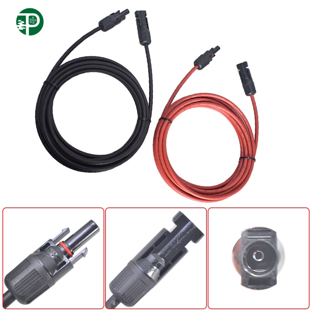12 AWG 15 FT Black and Red Solar Panel Extension Tinned Cable Wire Connector