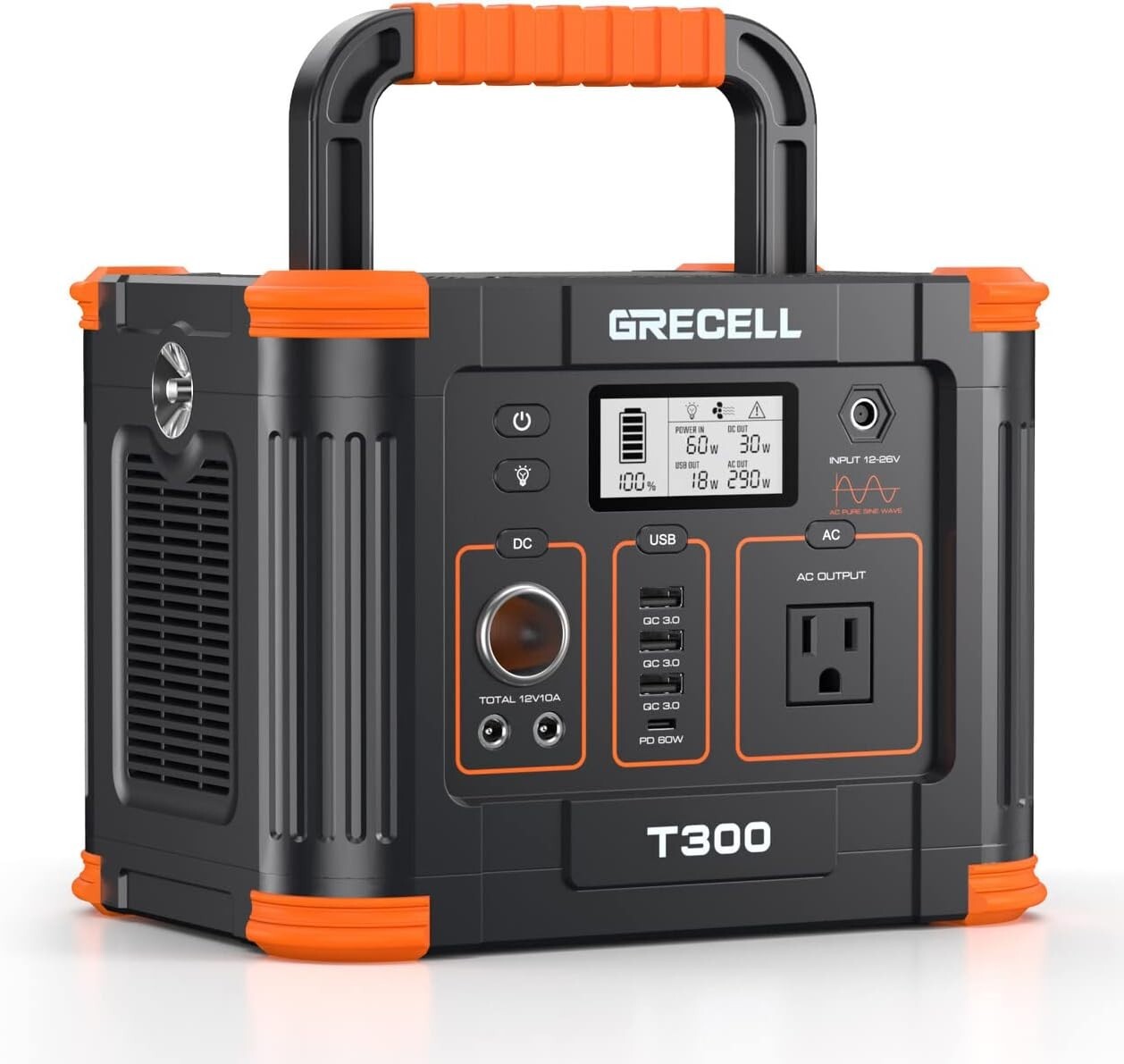Portable Power Station 300W Peak 600W, 288Wh Solar Generator with 60W USB-C P…