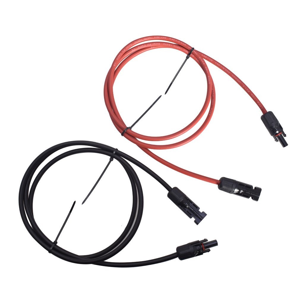 1 Pair 12AWG Black And Red Solar Panel Extension Cable Wire Connector 12AWG